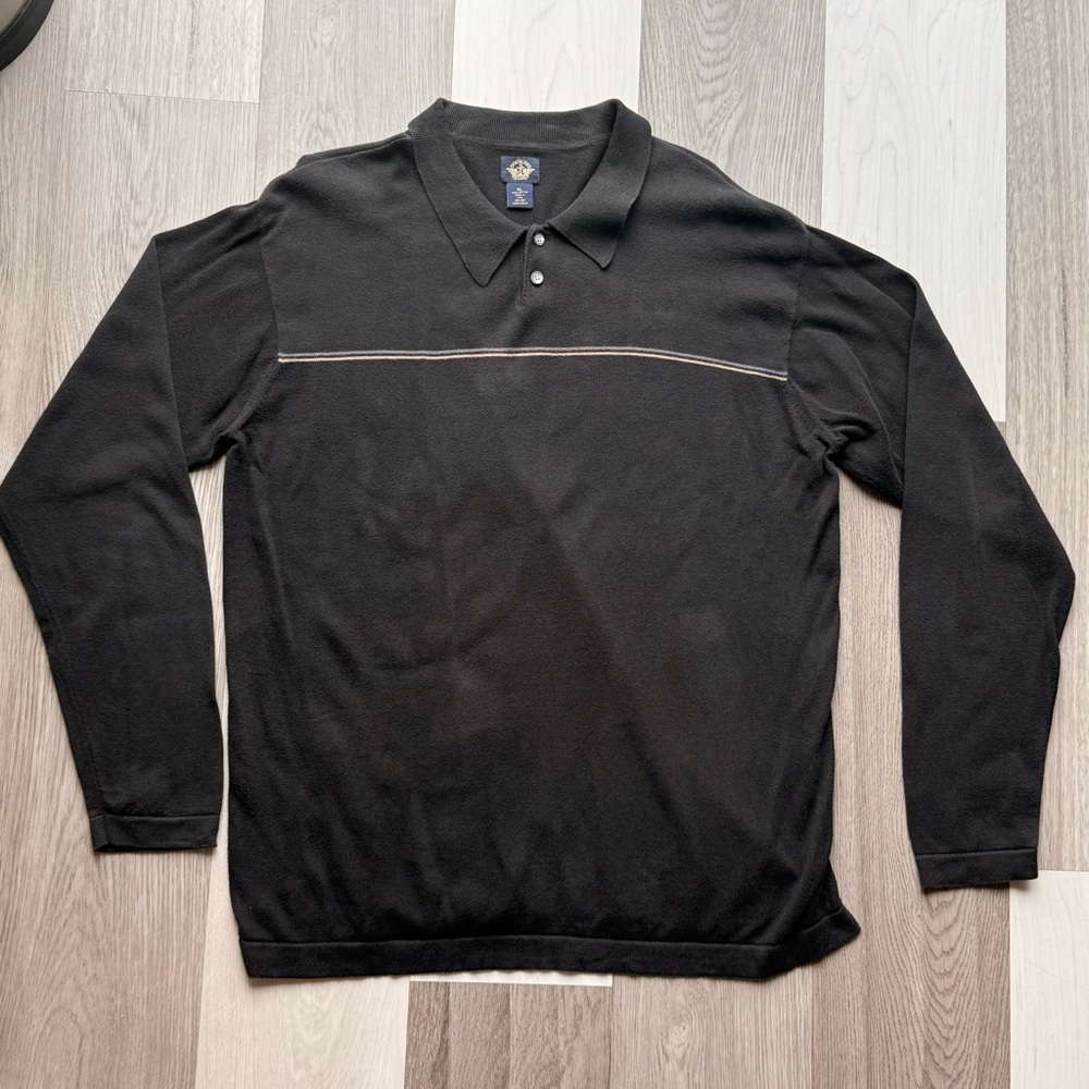 ✨3 for $15✨ Dockers Men's XL Long Sleeve Black Cotton Polo Sweater with Stripe